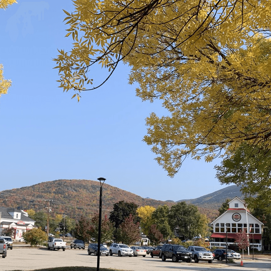 Charming mountain town main street with shops and galleries